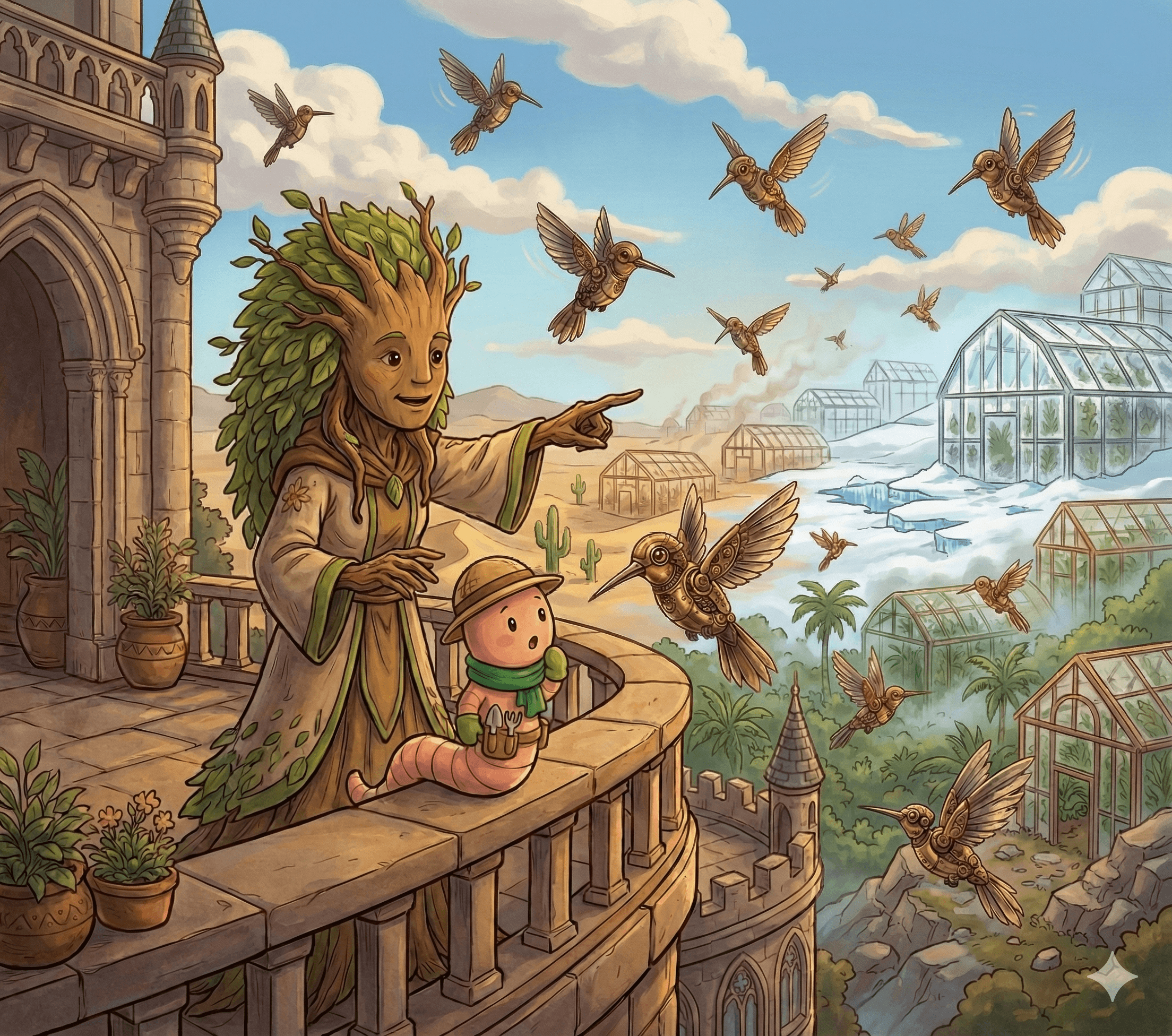 podrick and the botanist overlooking the many different nurseries and gillys